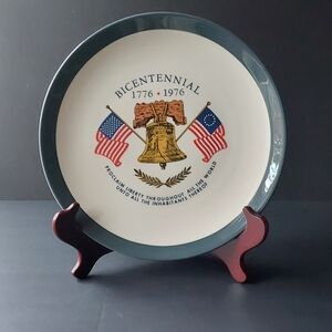 Bicentennial Commemorative Plate Blue Rim